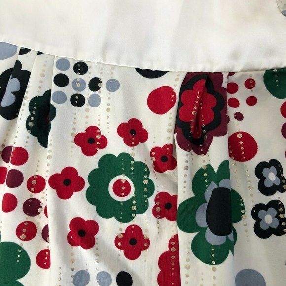 The Children's Place Christmas Dress Girls 4T White Red Green Long Sleeves Pleat - Picture 4 of 4